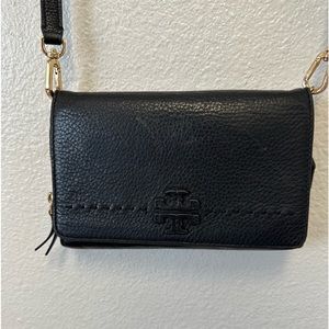 Used black tory burch authentic wallet purse shoulder bag small